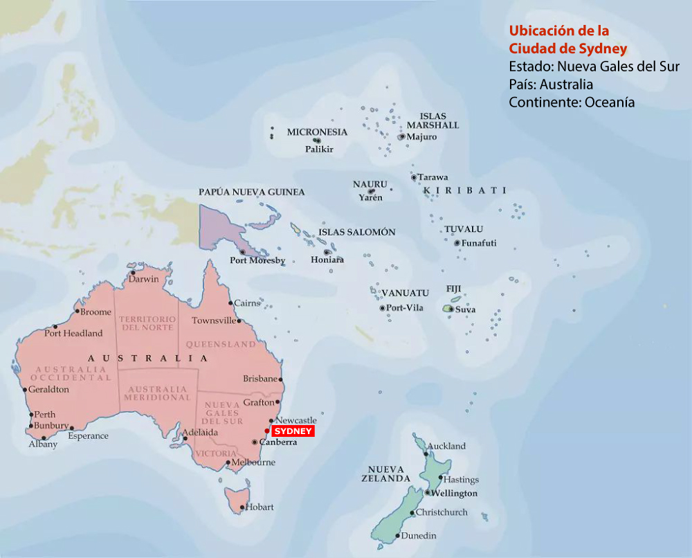 Ubicación de la Ciudad de Sydney.