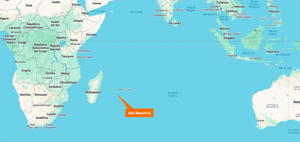 Ubicación de la Isla Mauricio.